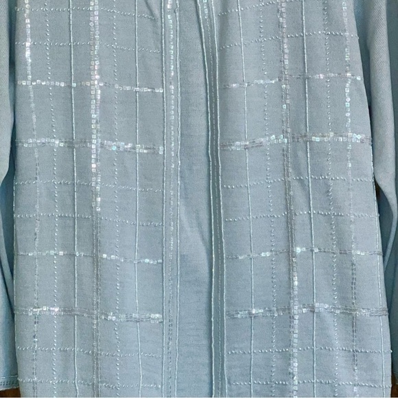 Alfred Dunner Petite Cardigan Embellished‎ Silvery Blue Sz PS EUC - Picture 3 of 10